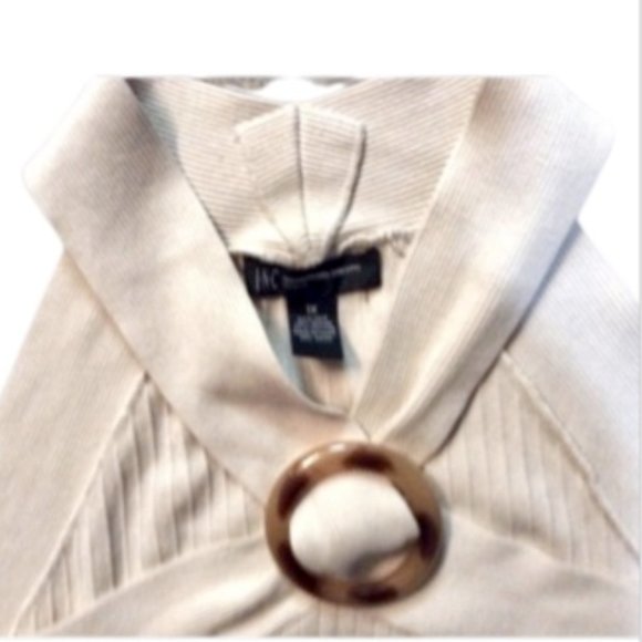 INC Cream Ribbed Top 1x - Picture 3 of 3